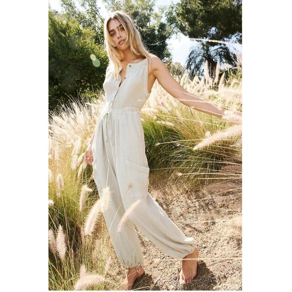 Free People Light Cream Jumpsuit